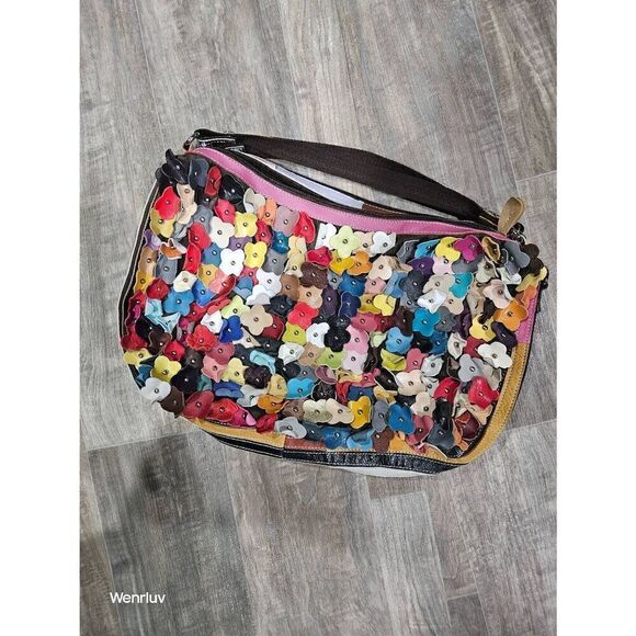 Leather Flower Petal Bohemian Hippie style purse - Picture 1 of 7